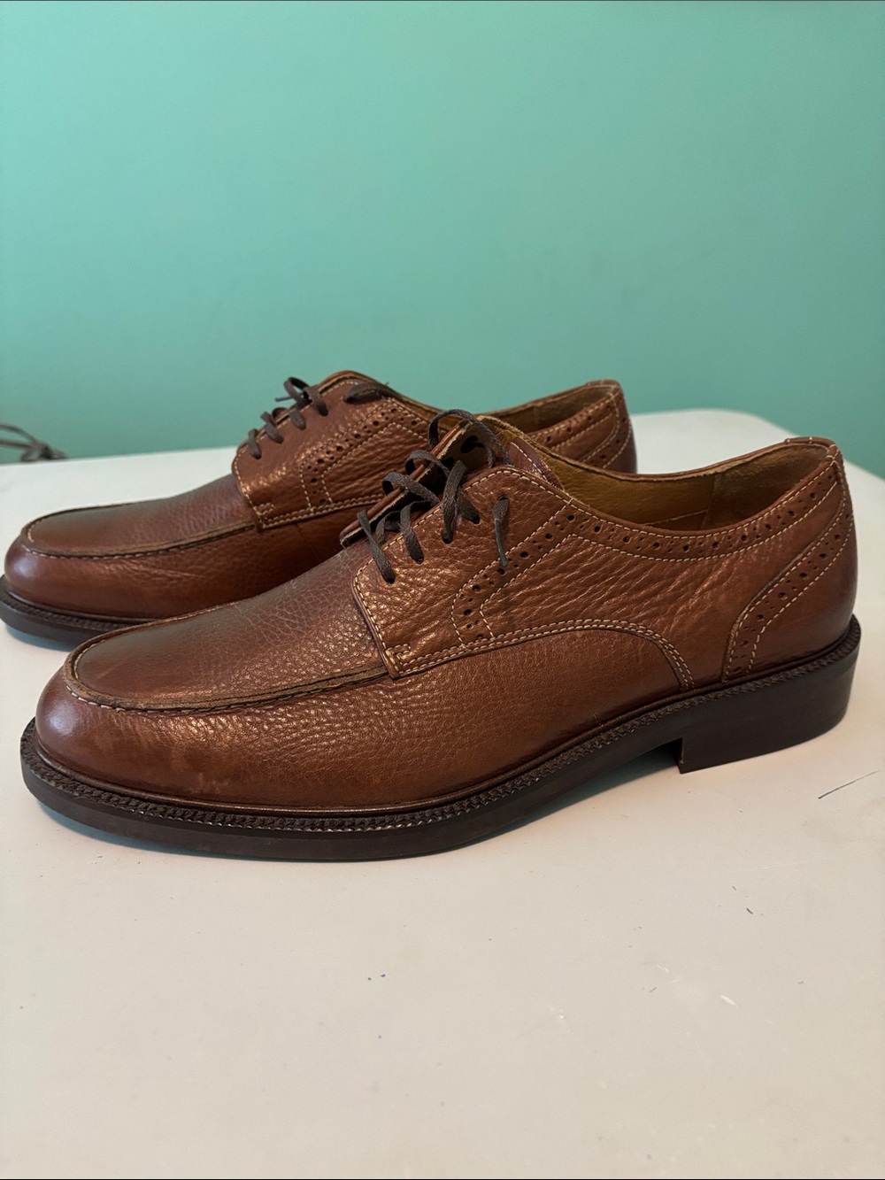 Classic Men's Johnston & Murphy Brown Leather Derby Oxfords Size 10